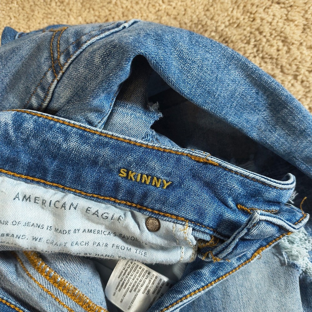 American Eagle NE(X)T Level Flex Skinny Ripped‎ Distressed Denim Jeans Mens - Picture 4 of 13